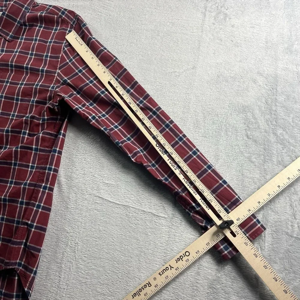 Outerknown Men's Small Red‎ Plaid Long Sleeve Casual Button Up Shirt